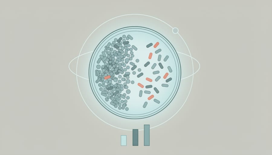 Close-up of a Petri dish with subtle glowing microbial sample suggesting biofilm disruption